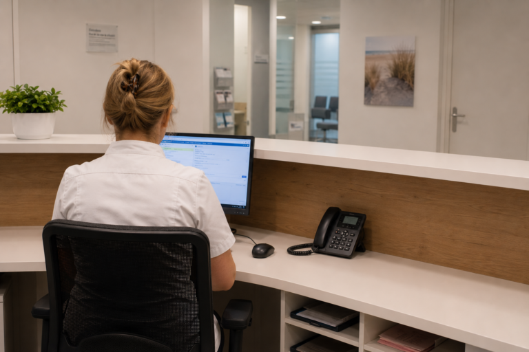 Doktersassistent aan balie